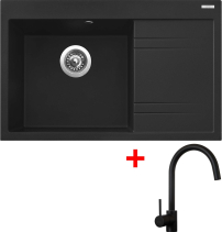 Granitový dřez Sinks RIM 780 L Metalblack + Vitalia černá matná G5174