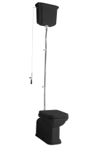 Kerasan WALDORF WC mísa s nádržkou, spodní/zadní odpad, černá-chrom WCSET27-WALDORF