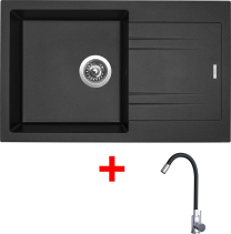 Granitový dřez Sinks LINEA 780 Metalblack + Elasta nerez/černá G20774