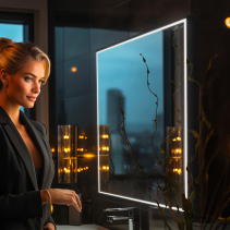 Nimco OBDELNÍKOVÁ - OSTRÉ ROHY Černé LED zrcadlo 700x700 ZPC 13077-90