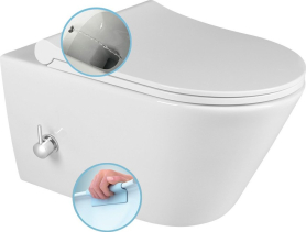 Sapho AVVA CLEANWASH závěsná WC mísa, integrovaná baterie a bidet. sprška, Rimless, 35, 5x53cm, bílá 100315