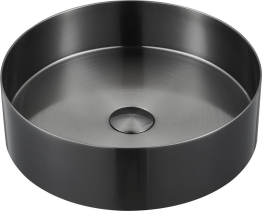 Sapho AURUM nerezové umyvadlo na desku, průměr 38cm, včetně výpusti, gun metal AU101