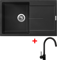 Granitový dřez Sinks ULTIMA 790 Pureblack + Vitalia černá matná G11926