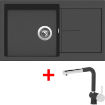 Granitový dřez Sinks INFINITY 860 NANO Nanoblack+MIX 3 P GR IN860N6MI3PGRN6