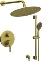Sapho ICONIC podomítkový sprchový set s pákovou baterií, 2 výstupy, posuvný držák sprchy, zlato mat AF042GB-02