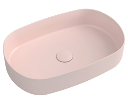 Isvea INFINITY OVAL keramické umyvadlo na desku, 55x36cm, růžová Salmon 10NF65055-2S