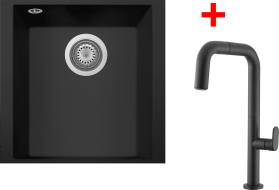 Granitový dřez Sinks CUBE 340U Nanoblack + EVA P Nanoblack G258N6