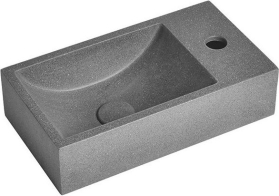 Sapho CREST R betonové umývátko, nástěnné, včetně výpusti, 40x22cm, černý granit AR409