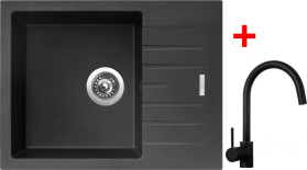 Granitový dřez Sinks PERFECTO 650 Pureblack + Vitalia černá matná G10726