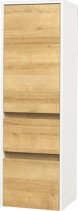 Mereo Opto koupelnová skříňka vysoká 125 cm, levé otevírání, bílá/dub Riviera CN934L