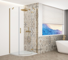 Gelco TRINITY GOLD MATT čtvrtkruhový sprchový kout 900x900mm, čiré sklo, pravé GT6590CR-G