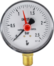 Klum Tlakoměr 63 mm, 0 - 2,5bar, spodní vývod 1/4" PR3017