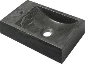 Sapho BLOK kamenné umývátko 40x22cm, baterie vlevo, antracit 2401-38