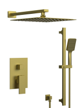 Sapho CUBEMIX podomítkový sprchový set s pákovou baterií, 2 výstupy, posuvný držák sprchy, zlato mat CM042GB-02