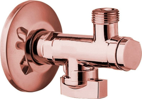 Sapho Rohový ventil s matkou, 1/2"x 3/8", růžové zlato 2020RZL