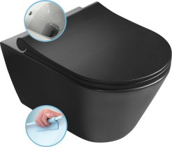 Sapho AVVA CLEANWASH závěsná WC mísa, s bidetovou sprškou, Rimless, 35, 5x53cm, černá mat 100312-110