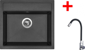 Granitový dřez Sinks SOLO 560 Metalblack + Elasta nerez/černá G21574