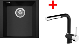 Granitový dřez Sinks CUBE 340U Nanoblack + MIX 3 P Nanoblack G257N6