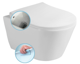Sapho AVVA CLEANWASH závěsná WC mísa, s bidetovou sprškou, Rimless, 35, 5x53cm, bílá 100312