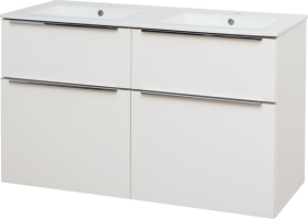 Mereo Mailo, koupelnová skříňka s keramickým umyvadlem 121 cm, bílá, chrom madlo CN513