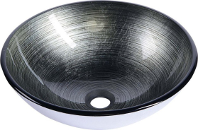 Sapho DAMAR skleněné umyvadlo na desku Ø 42 cm, tmavě šedá/stříbrná 2501-20
