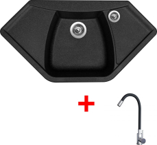 Granitový dřez Sinks NAIKY 980 Granblack + Elasta nerez/černá G23430