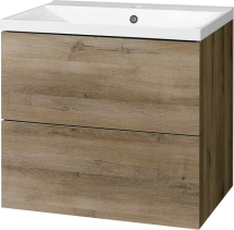 Mereo Aira, koupelnová skříňka s umyvadlem z litého mramoru 61 cm, dub Halifax CN740M