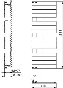 Aqualine MILI otopné těleso 600x1222 mm, bílá DC620T