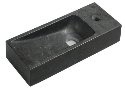 Sapho BLOK kamenné umývátko 38x14cm, baterie vpravo, antracit 2401-31