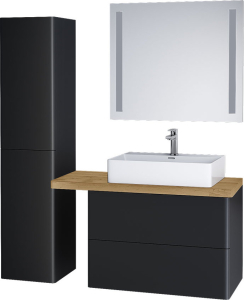 Mereo Siena, koupelnová skříňka s umyvadlem z litého mramoru 101 cm, černá mat CN442M2