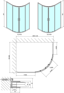 Polysan EASY čtvrtkruhová sprchová zástěna 1100x800mm, L/R, čiré sklo EL2415