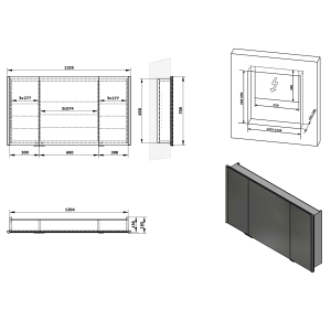 Sapho INTEGRA zápustná galerka s LED osvětlením, 125x70cm IN125