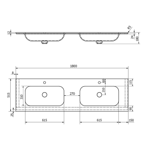 Sapho ARUBA dvojumyvadlo, Rockstone, 180x51, 5cm, bílá mat AR180-B2M