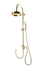 Sapho VANITY sprchový sloup k napojení na baterii, hlavová, ruční sprcha, zlato SET065