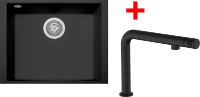 Granitový dřez Sinks CUBE 490U Nanoblack + COMFORTA Nanoblack G263N6