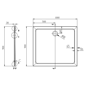 Aqualine TECMI sprchová vanička z litého mramoru, obdélník 100x90cm, bílá PQ10090