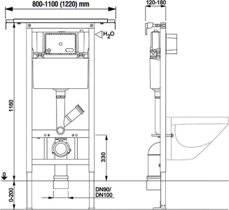Mereo WC modul pro suchou instalaci, pro sádrokarton (instalace do jádra) MM03