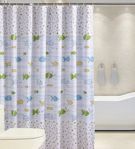 Aqualine Sprchový závěs 180x180cm, vinyl, ryby ZV024