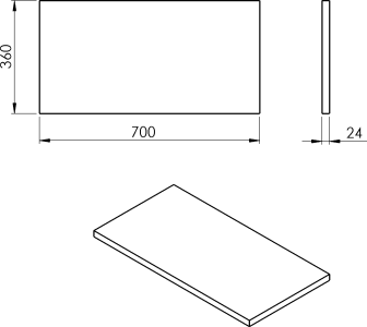 Sapho PLATO deska Rockstone 700x24x360mm, bílá mat PL076-0101