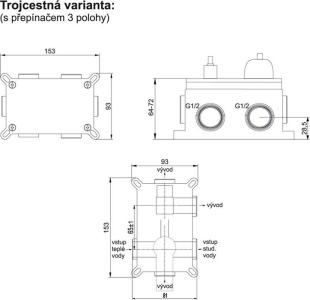 Mereo Sprchová sada s  podomítkovou  baterií - 3-cestná - kulatý kryt CB60157B1