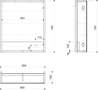 Sapho LINEX galerka s LED osvětlením, 60x70x15cm, levá/pravá, dub alabama LX060-0022
