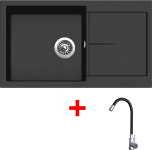 Granitový dřez Sinks INFINITY 860 Metalblack + Elasta nerez/černá G23174