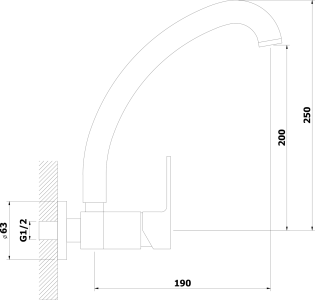 Bruckner SIEGER nástěnná baterie s vysokou hubicí, chrom 914.015.1