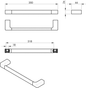 Gedy PIRENEI držák ručníků 350x66mm, zlato mat PI213588