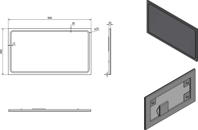 Sapho GEMINI zrcadlo s LED osvětlením 90x50cm GM090