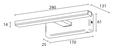 Sapho ESTHER LED nástěnné svítidlo, 6 W, 280x62x131 mm, IP44, chrom E26374CI