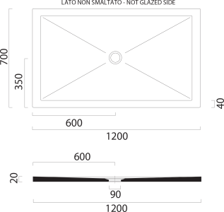 GSI Keramická sprchová vanička, obdélník 120x70x2cm, cenere mat 46120717