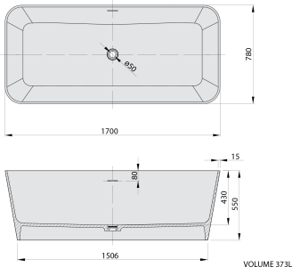 Polysan LEYLA volně stojící vana, solid surface 170x78x55cm, bílá mat 92530