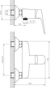 Bruckner SCHMITZ nástěnná sprchová baterie, chrom 863.011.1