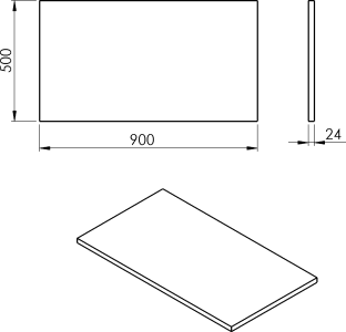 Sapho PLATO deska Rockstone 900x24x500mm, bílá mat PL090-0101
